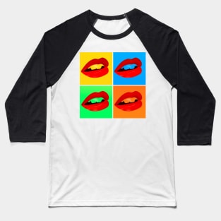 Pop lips. Pop art style mouths. Andy Warhol. Grid of four mouths pop art style. Baseball T-Shirt